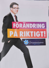 'Change for real'. Slogan with Jimmie Åkesson (SD). Photo: FWM