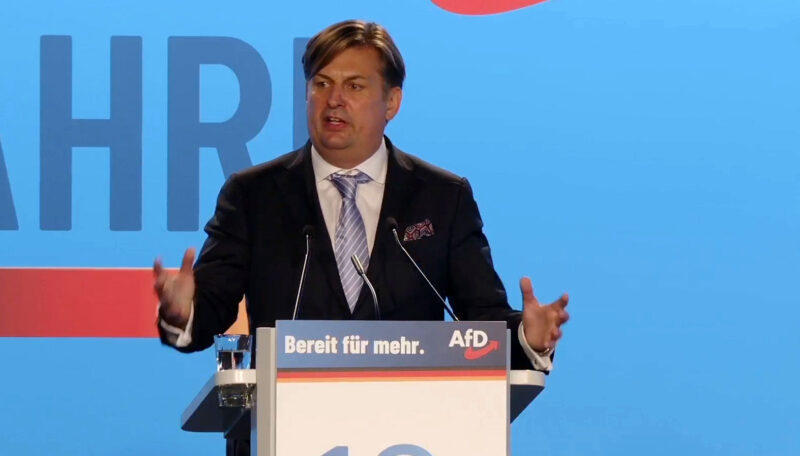 Maximilian Krah is one of the AfD politicians who is singled out as an ethnonationalist, as he has stated that there is a distinction between ethnic Germans and immigrants who have obtained German citizenship. Krah is a Member of the European Parliament and AfD's top candidate for the upcoming European Union election next year. Still image: AfD on Facebook